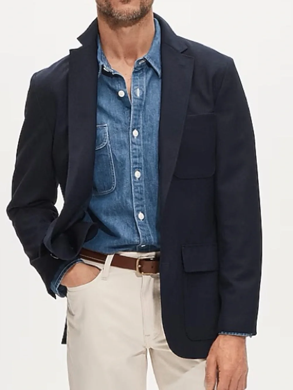J. Crew Men’s 41R Ludlow Navy Blue Slim-fit English Cotton Wool Blend Blazer NEW